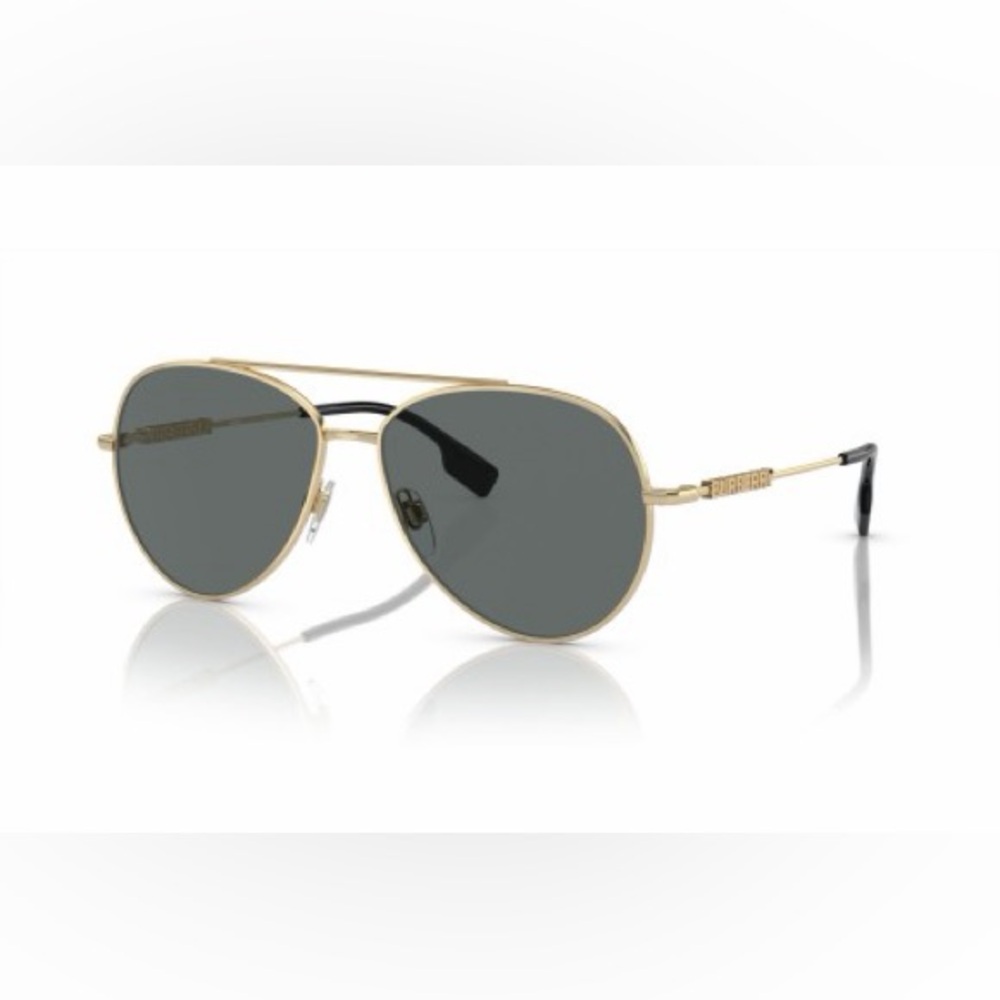 Burberry Gold Metal Aviator Sunglasses with Dark Gray Lenses